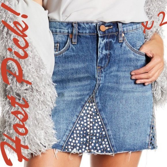 Blank NYC Dresses & Skirts - BLANK NYC New Stud Embellished Denim Jean Skirt 'WAY BACK WHEN' Mini CHIC🎉HPx2